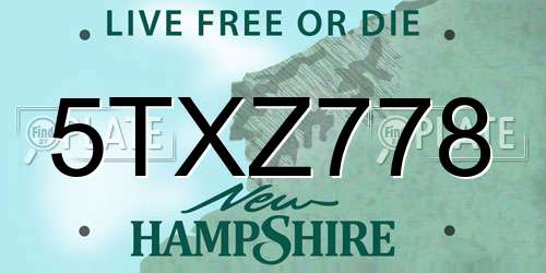 5TXZ778 New Hampshire License Plate