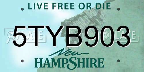 5TYB903 New Hampshire License Plate