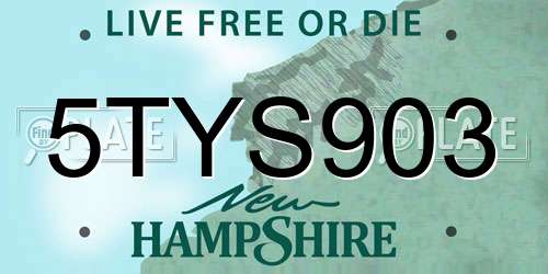 5TYS903 New Hampshire License Plate