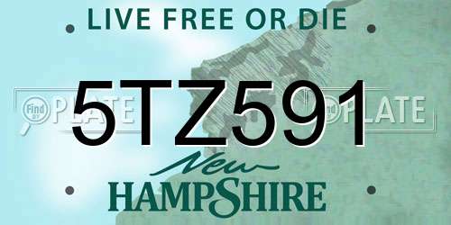 5TZ591 New Hampshire License Plate