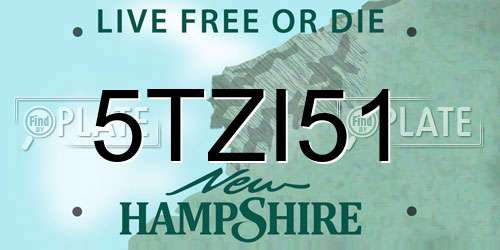 5TZI51 New Hampshire License Plate
