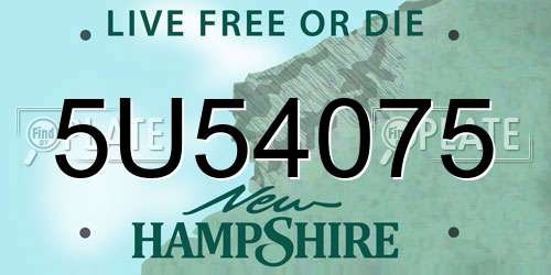 5U54075 New Hampshire License Plate