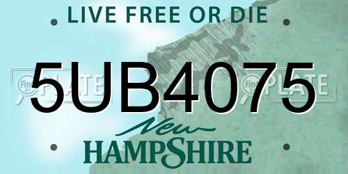 5UB4075 New Hampshire License Plate