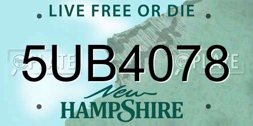 5UB4078 New Hampshire License Plate