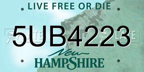 5UB4223 New Hampshire License Plate