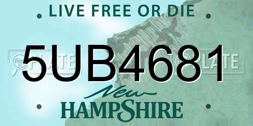 5UB4681 New Hampshire License Plate