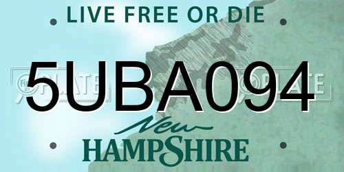 5UBA094 New Hampshire License Plate