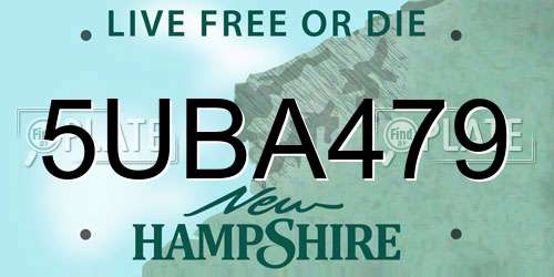 5UBA479 New Hampshire License Plate