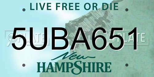 5UBA651 New Hampshire License Plate