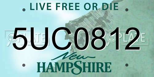 5UC0812 New Hampshire License Plate