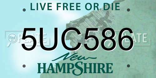 5UC586 New Hampshire License Plate