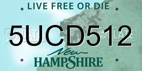 5UCD512 New Hampshire License Plate