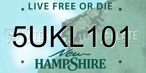 5UKL101 New Hampshire License Plate