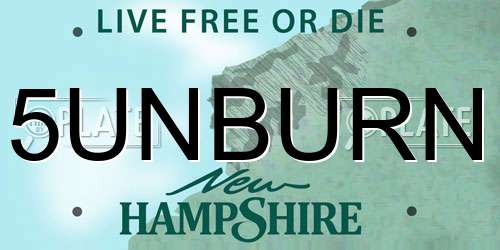 5UNBURN New Hampshire License Plate