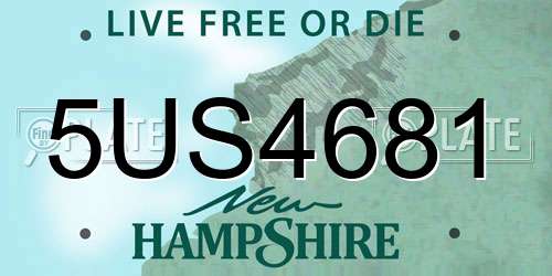 5US4681 New Hampshire License Plate