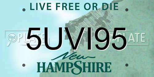 5UVI95 New Hampshire License Plate