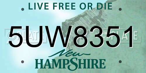 5UW8351 New Hampshire License Plate