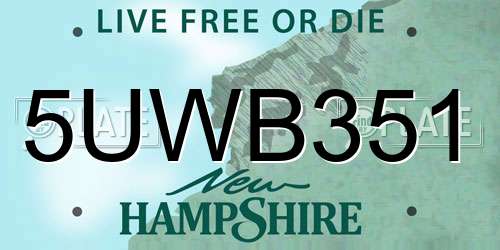 5UWB351 New Hampshire License Plate