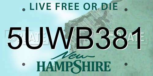 5UWB381 New Hampshire License Plate