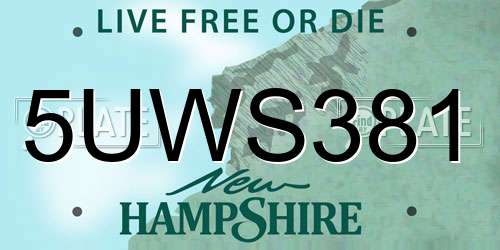 5UWS381 New Hampshire License Plate