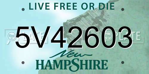 5V42603 New Hampshire License Plate