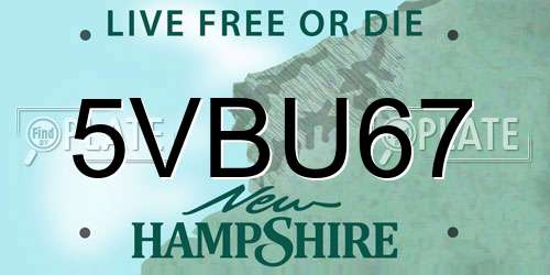 5VBU67 New Hampshire License Plate