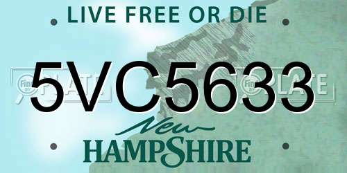 5VC5633 New Hampshire License Plate