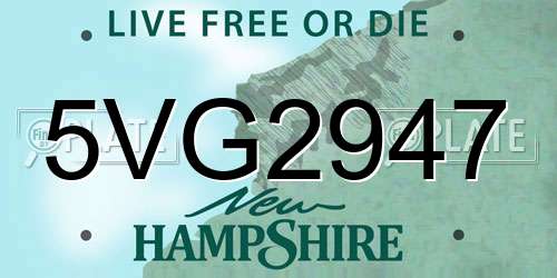 5VG2947 New Hampshire License Plate