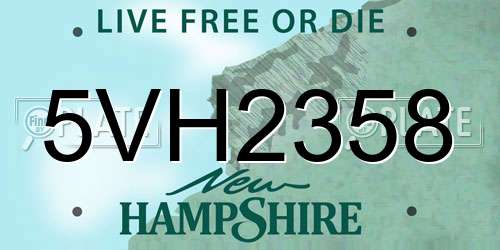 5VH2358 New Hampshire License Plate