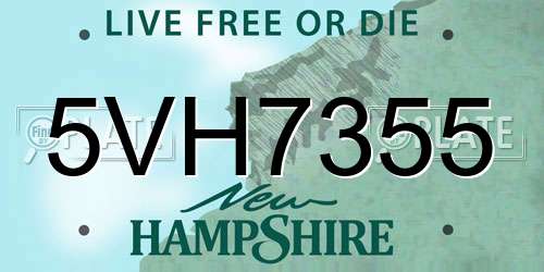 5VH7355 New Hampshire License Plate