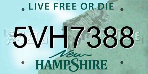 5VH7388 New Hampshire License Plate