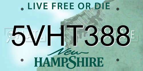 5VHT388 New Hampshire License Plate