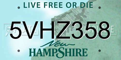 5VHZ358 New Hampshire License Plate