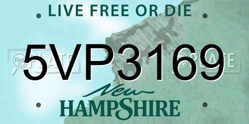 5VP3169 New Hampshire License Plate