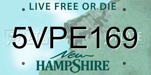 5VPE169 New Hampshire License Plate