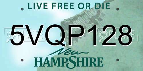 5VQP128 New Hampshire License Plate