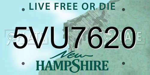 5VU7620 New Hampshire License Plate