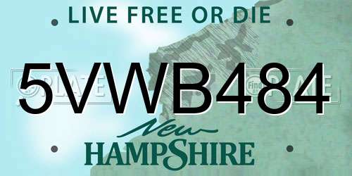 5VWB484 New Hampshire License Plate