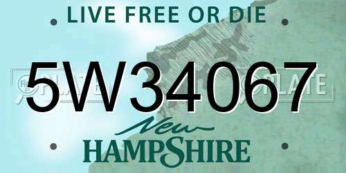 5W34067 New Hampshire License Plate