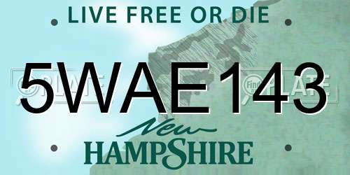 5WAE143 New Hampshire License Plate