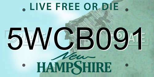 5WCB091 New Hampshire License Plate