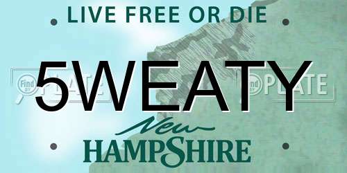 5WEATY New Hampshire License Plate