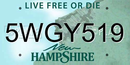 5WGY519 New Hampshire License Plate