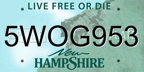 5WOG953 New Hampshire License Plate