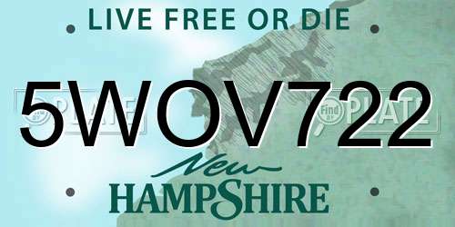 5WOV722 New Hampshire License Plate