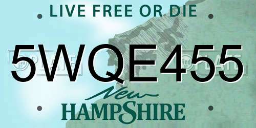 5WQE455 New Hampshire License Plate