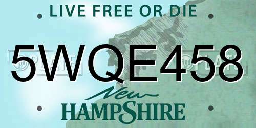 5WQE458 New Hampshire License Plate