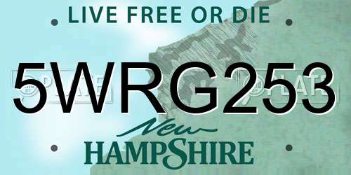 5WRG253 New Hampshire License Plate