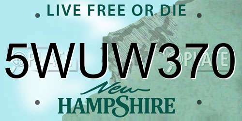5WUW370 New Hampshire License Plate
