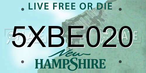 5XBE020 New Hampshire License Plate